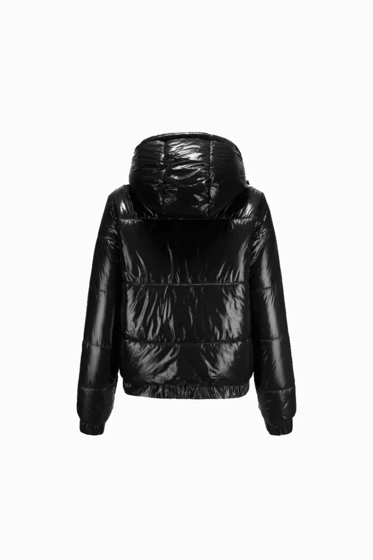 Black velvet puffer jacket