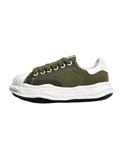 WAVE SOLE CANVAS SNEAKER - OLIVE